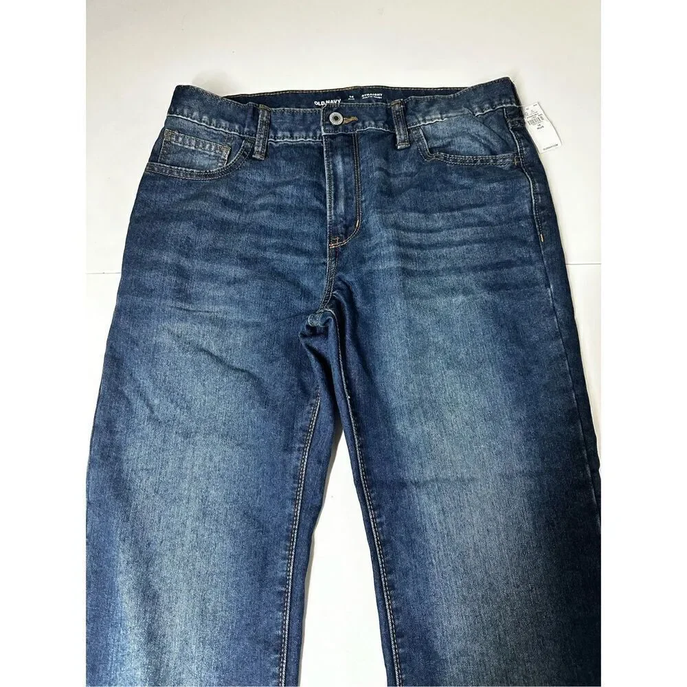 NWT Old Navy Boys Jeans Size 14 Regular Mid Rise Straight Classic Denim Blue